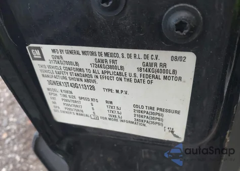 2003 Chevrolet Avalanche 1500 from USA, damaged, VIN 3GNEK13T43G113128